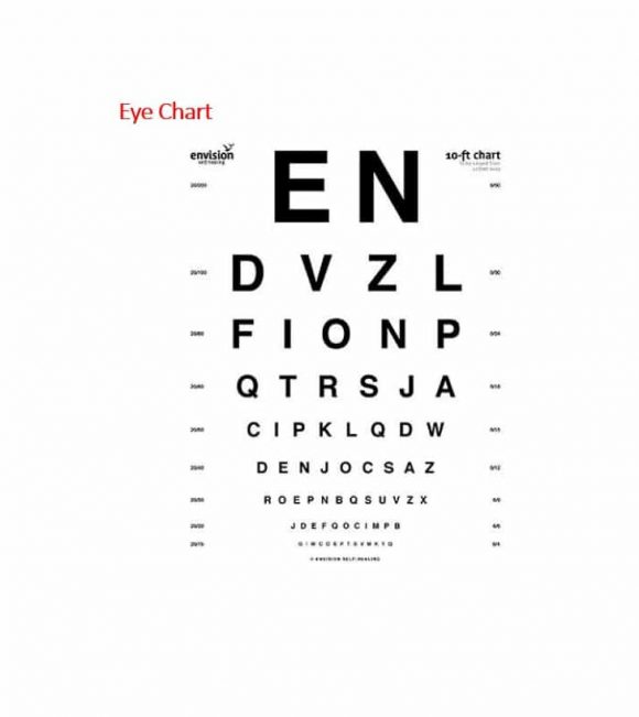 10 Foot Snellen Eye Chart