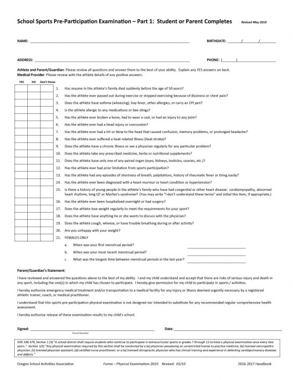 Sports Physical Form Oregon Learn All About Sports Physical Form Oregon 