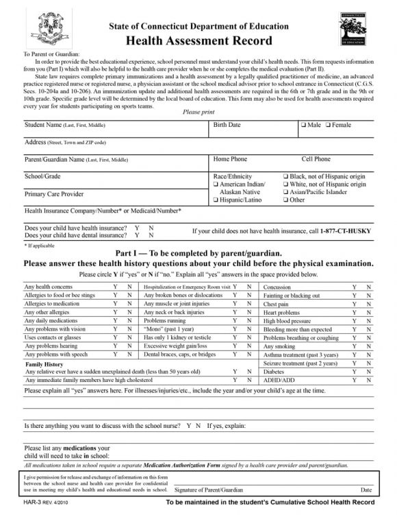 Sample Nursing Physical Assessment Form