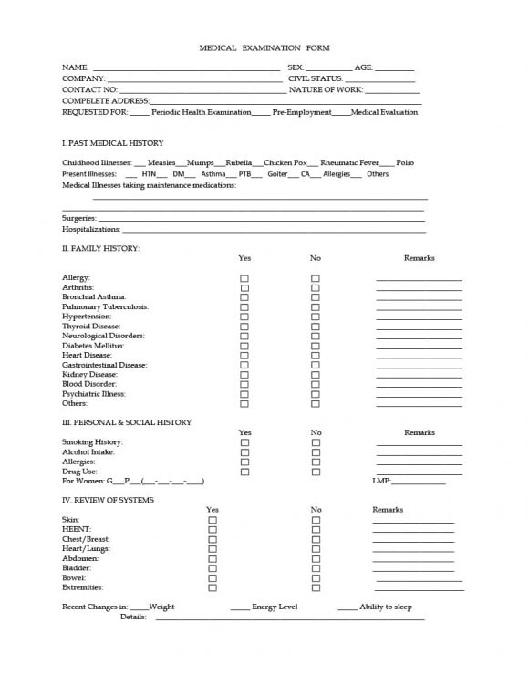 Physical Exam Checklist Template