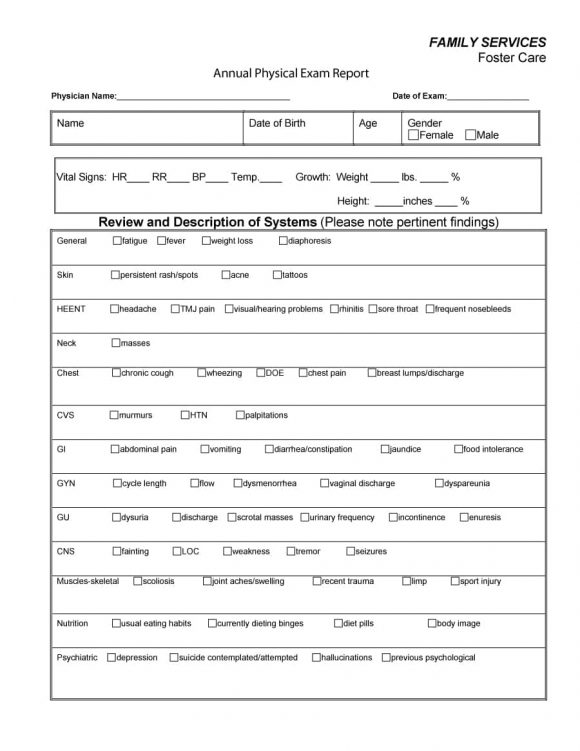 Normal Pediatric Physical Exam Template New Concept