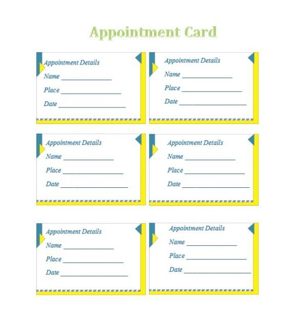 Free Printable Appointment Cards Template Printable Templates