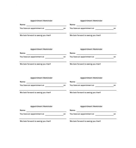 Printable appointment reminder templates free