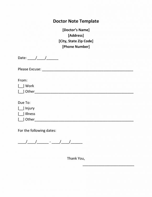 Doctors Note Template Free Download For Your Needs