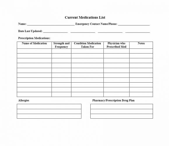 free medication chart template