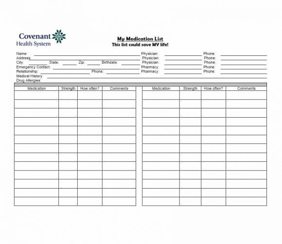 Medication List Template Excel from printabletemplates.com