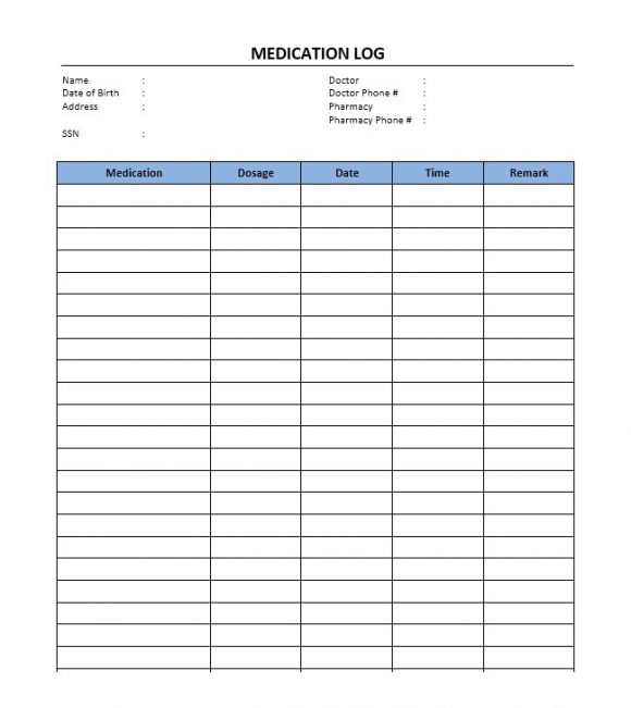 Medication Charts Template from printabletemplates.com