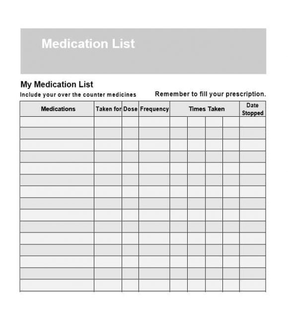 58 Medication List Templates for any Patient [Word, Excel, PDF]