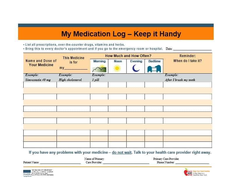 Sample Medication Sign Out Sheet