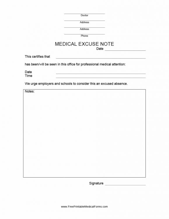 Work Excuse Letter From Doctor Office from printabletemplates.com