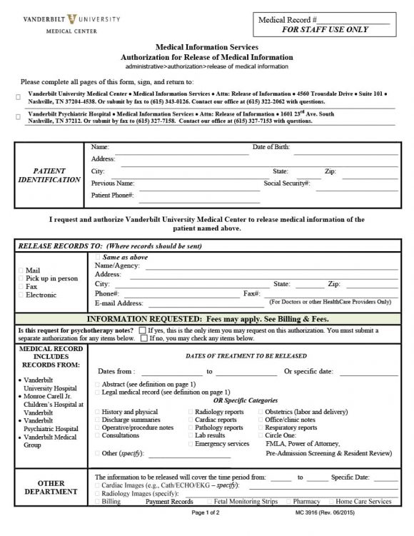 medical release form 05