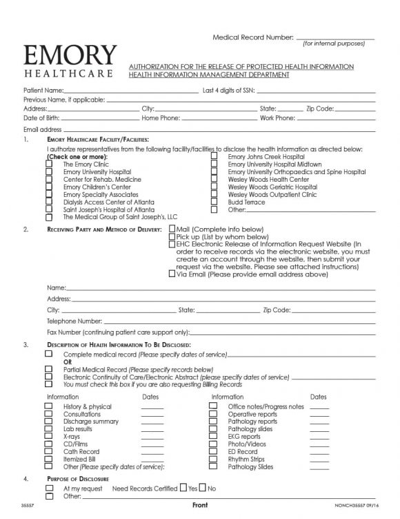 medical release form 08
