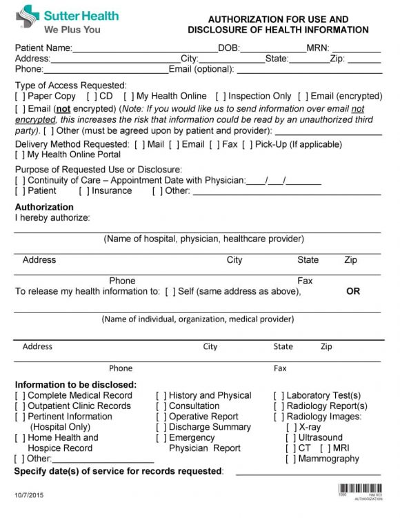 medical release form 25