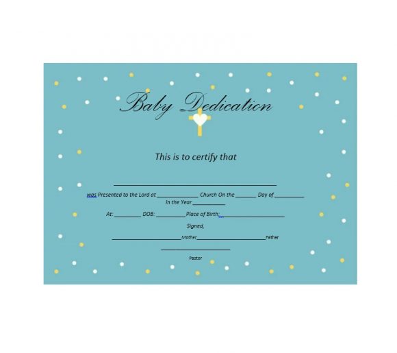 Free Printable Baby Dedication Certificate Template from printabletemplates.com