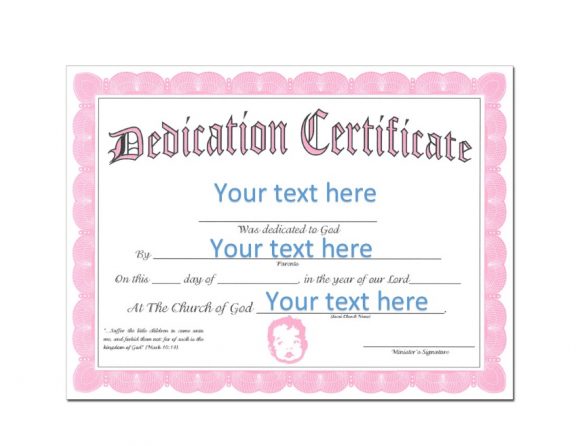Baby Dedication Certificate Template Database