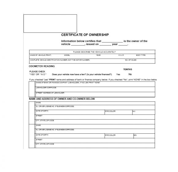 Certificate Of Ownership Template