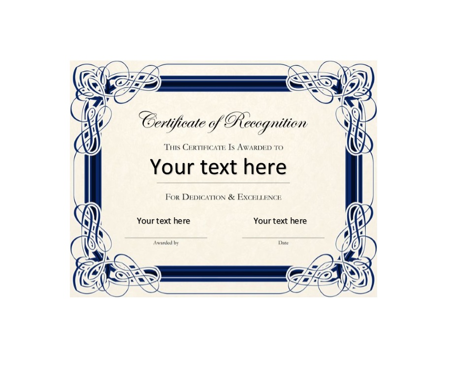 50 Free Certificate of Recognition Templates - PrintableTemplates