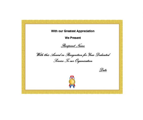 free template for certificate of appreciation
