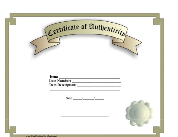 FREE Authenticity Certificate PDF - Template Download