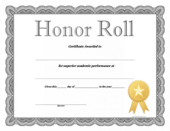 40 Honor Roll Certificate Templates Awards PrintableTemplates