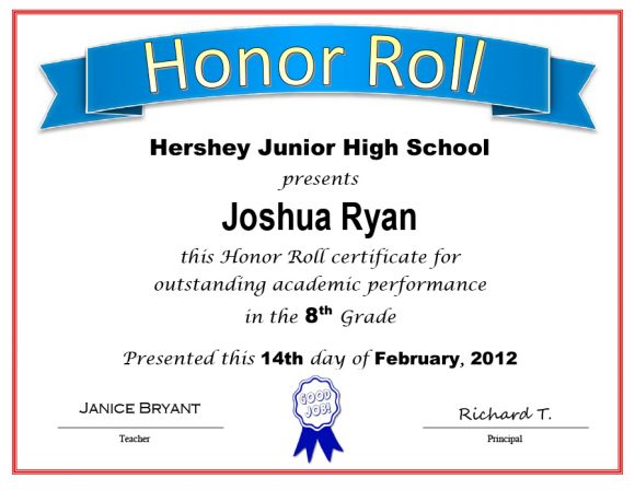 honor roll certificate 04