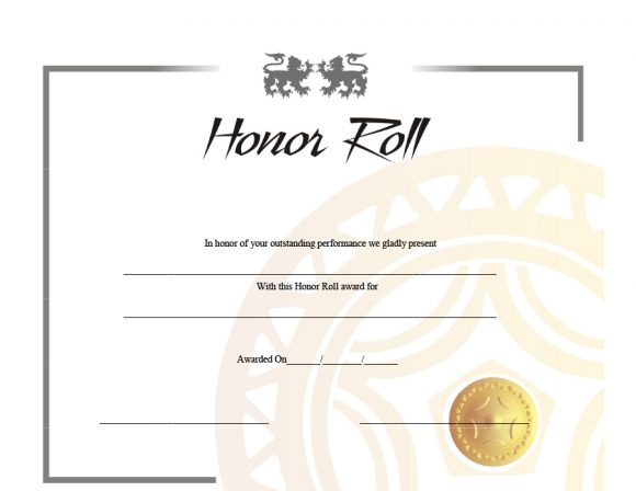 honor roll certificate 06