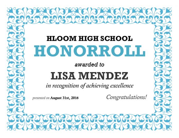 honor roll certificate 10