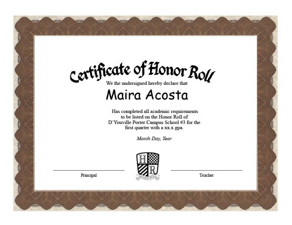 honor roll certificate 19