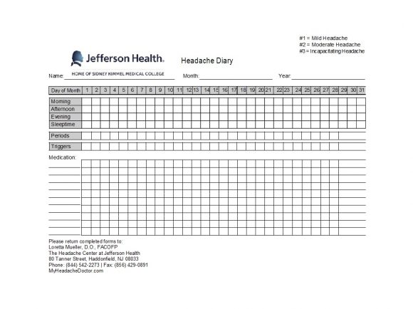 50 Printable Headache Diary Templates [Word, PDF] - PrintableTemplates