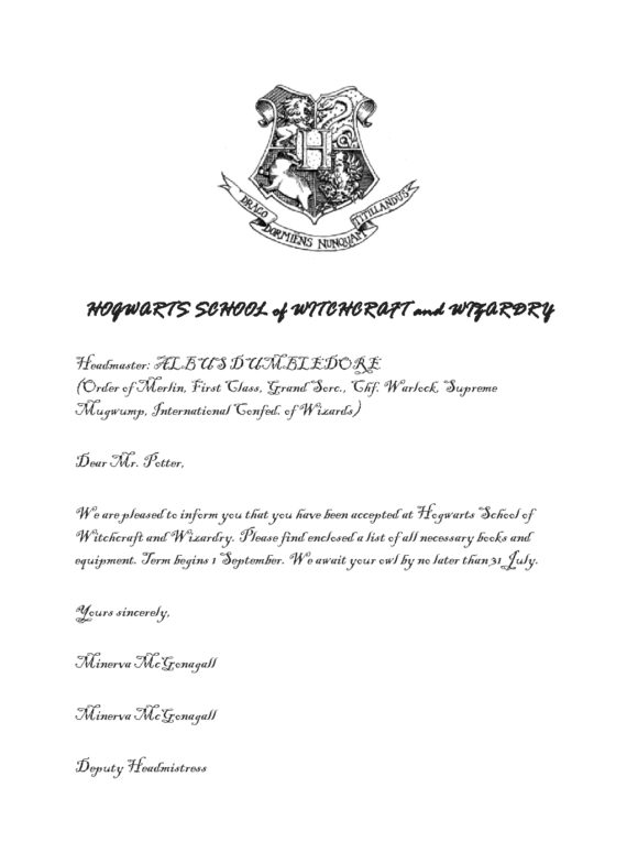 29 Printable Hogwarts Acceptance Letter Templates