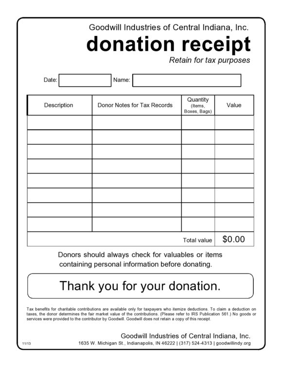 Donation Receipt Template BestTemplatess BestTemplatess