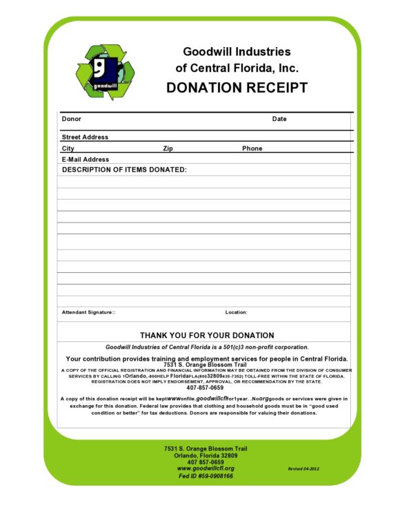 donation receipt template 20