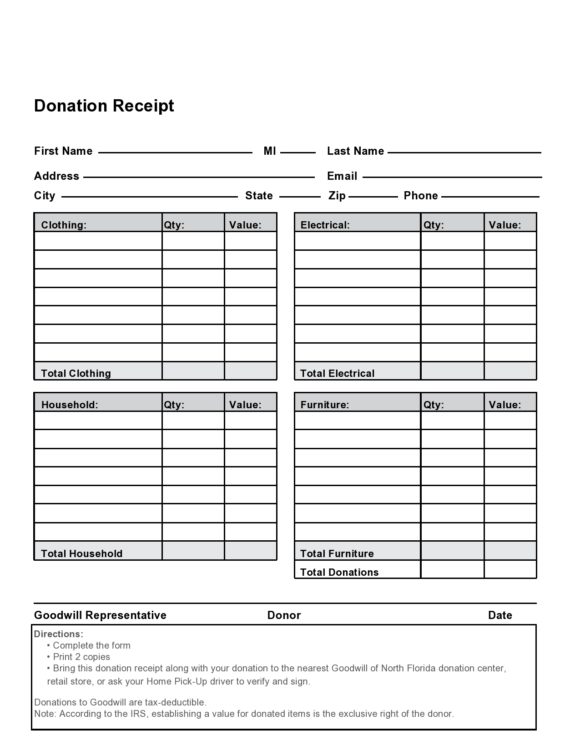 donation receipt template 23