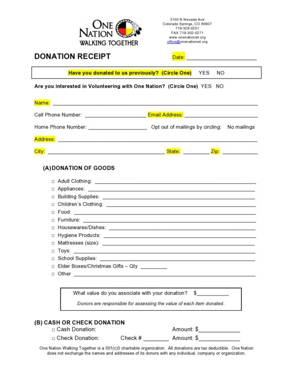 Receipt For Donation Template Collection