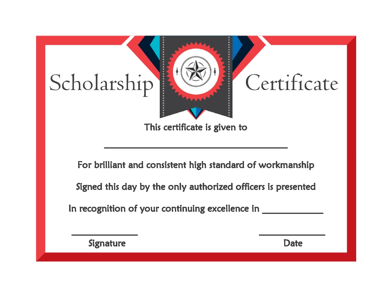 Memorial Scholarship Certificate Template