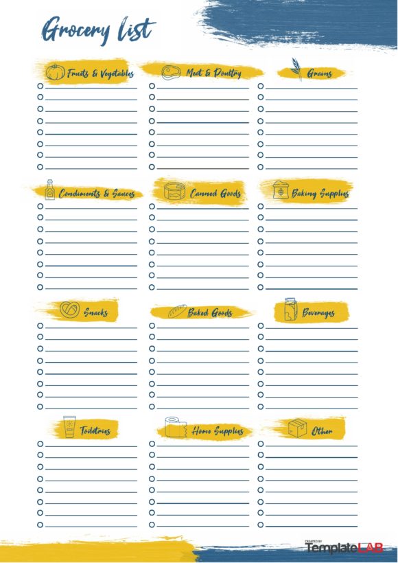 grocery list template 10
