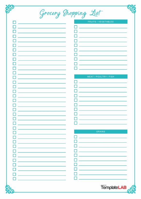 grocery list template 24