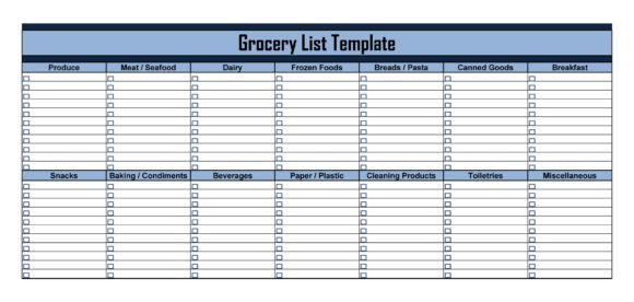 grocery list template 26