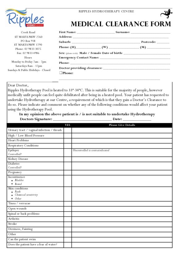 medical clearance form 10