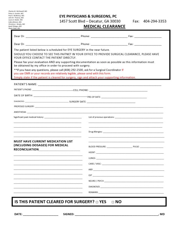 medical clearance form 20