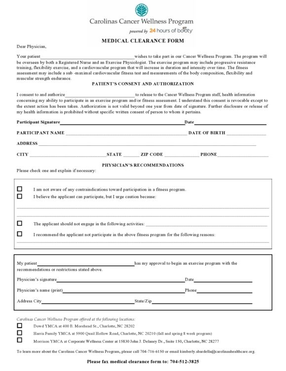 medical clearance form 21