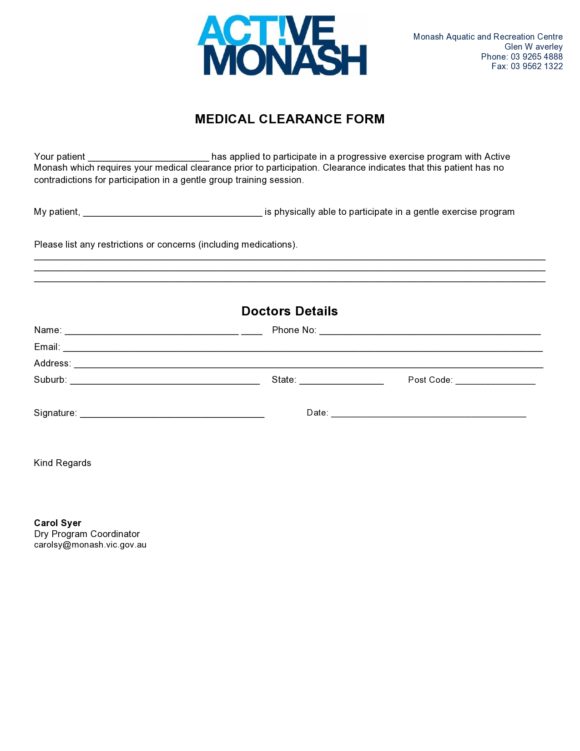 medical clearance form 28