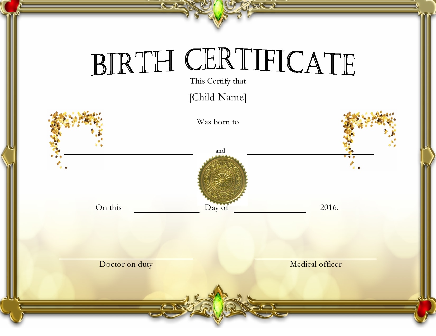 20 Blank Birth Certificate Templates (& Examples) - PrintableTemplates For Editable Birth Certificate Template