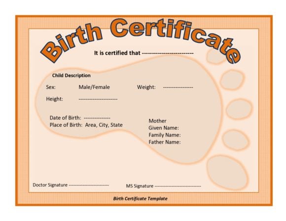 birth certificate template for microsoft word