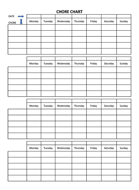 template chore chart