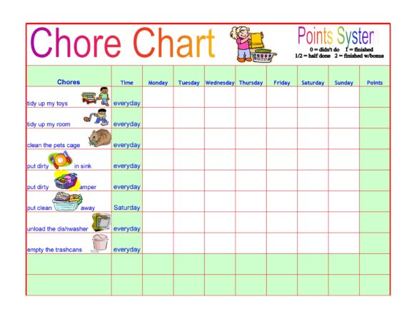 30 Amazing Chore List Templates For Kids Printabletemplates