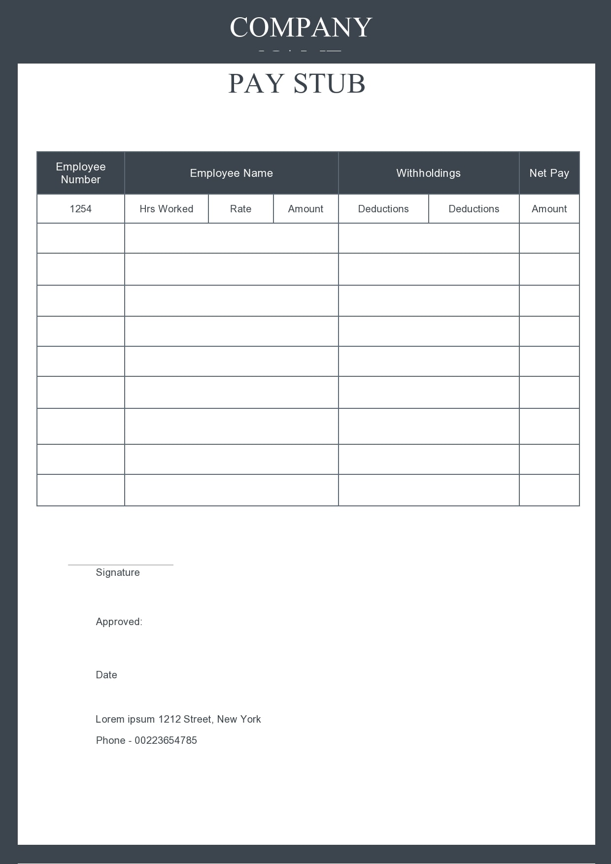 25 Free Pay Stub Templates [Excel, Word] - PrintableTemplates For Blank Pay Stub Template Word