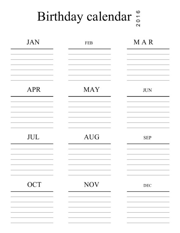 37 Free Birthday List Templates (& Calendars) - PrintableTemplates