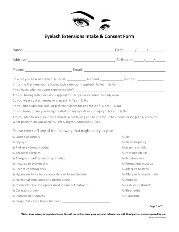 40 Printable Eyelash Extension Consent Forms (100 Free)