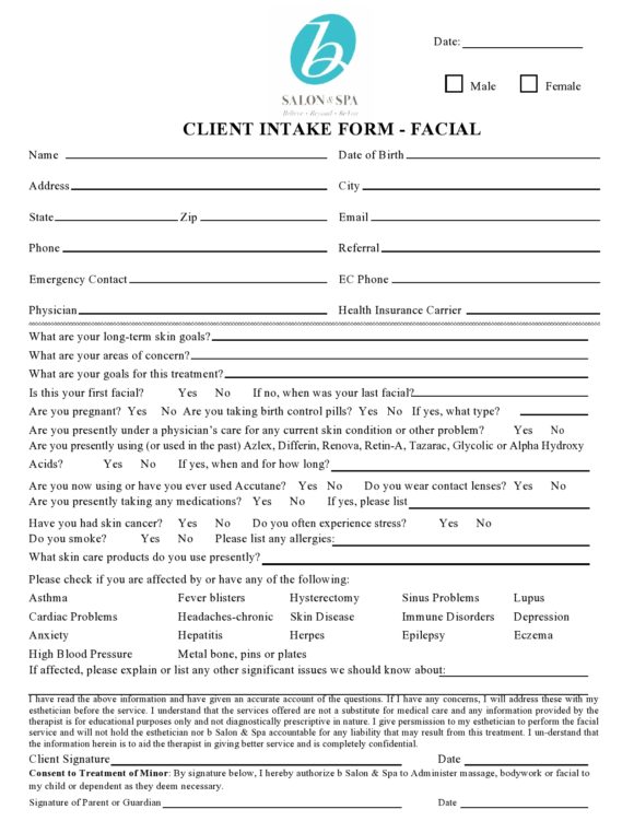 40 Best Facial Consent Forms Free Templates 6772